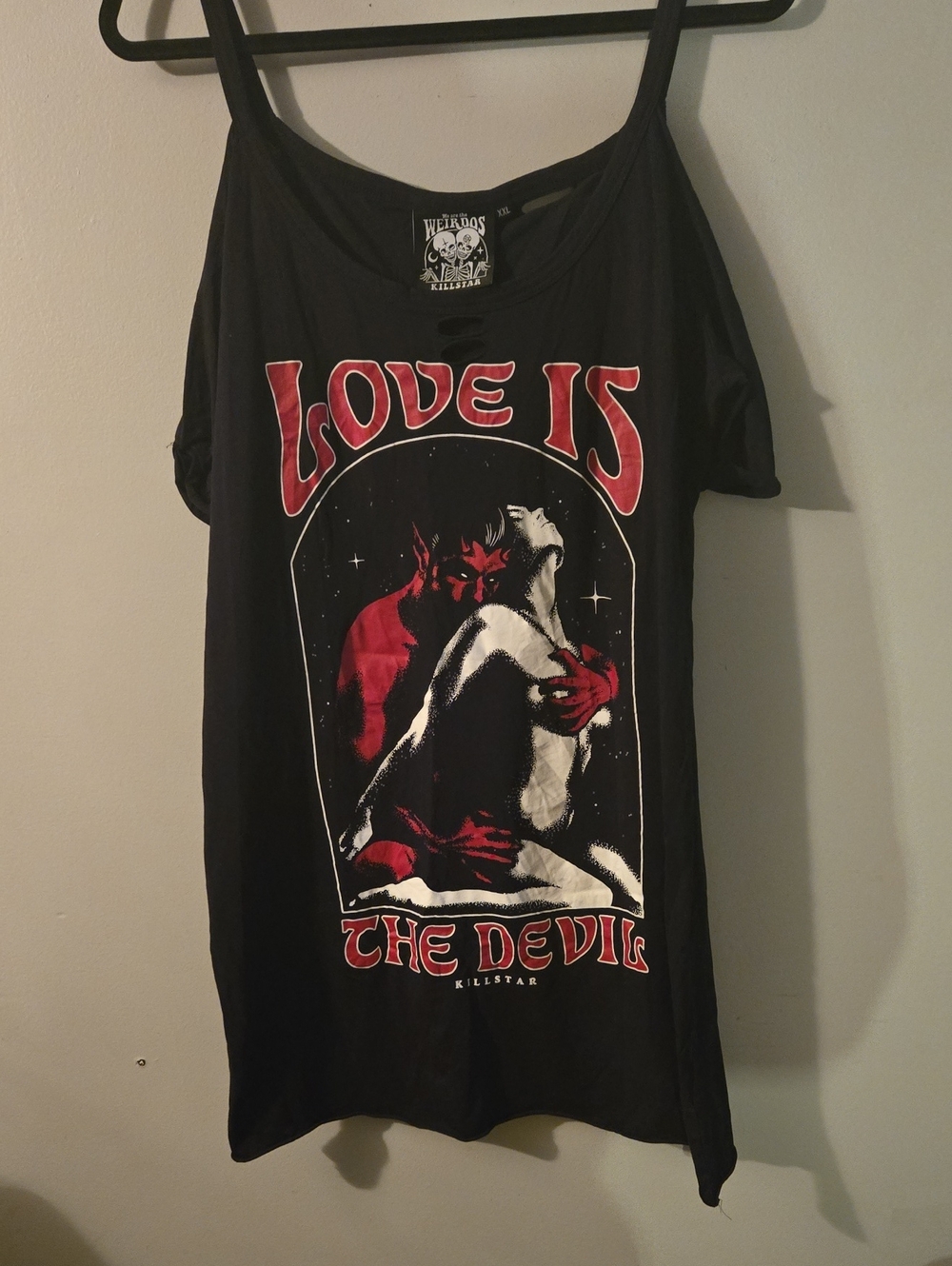 Killstar Black Graphic 'Love Is The Devil' Tank with Red & White Artwork